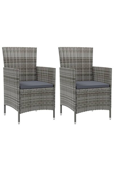 Concept Καρέκλες κήπου με μαξιλάρια, 2 τεμ., γκρι, πολυρατάν