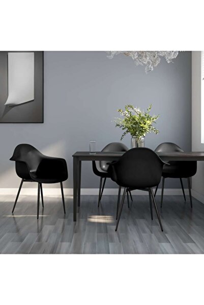 Concept Καρέκλες τραπεζαρίας, 4 τεμ., μαύρες, PP