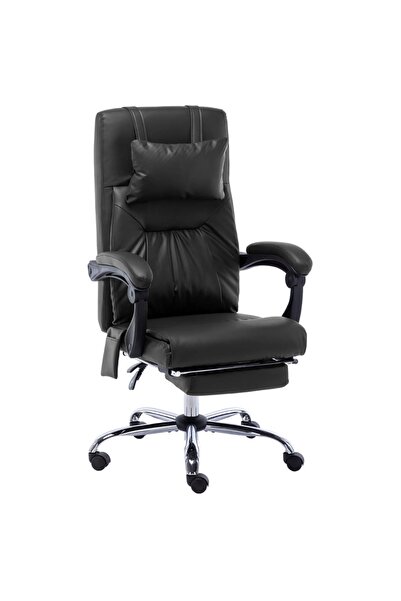 Concept Καρέκλα γραφείου με δυνατότητα μασάζ, μαύρη, οικολογικό Δερμάτινο