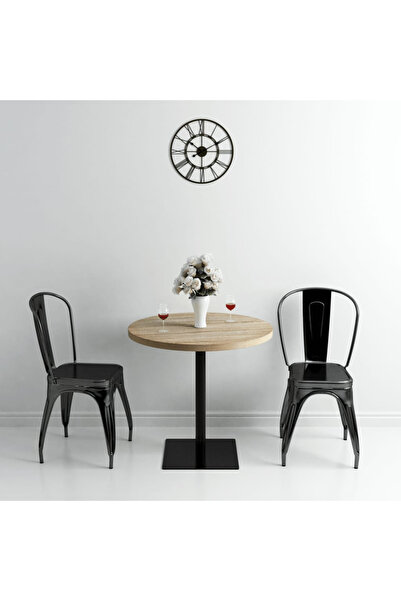 Concept Masă bistro, MDF și oțel, rotundă, 80x75 cm, culoare stejar