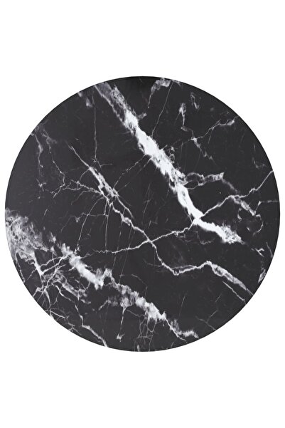 Concept Blat masă, negru, Ø50x0,8 cm, sticlă securizată, design marmură