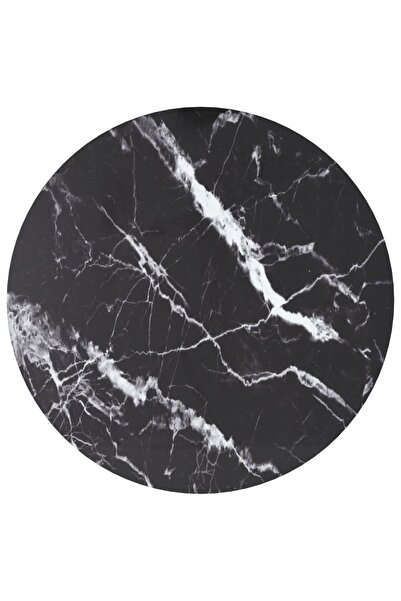 Concept Μαύρη επιφάνεια τραπεζιού Ø70x0,8 cm, σκληρυμένο γυαλί με μαρμάρινο σ...