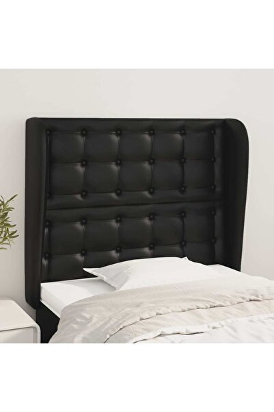 Concept Κεφαλάρι κρεβατιού με φτερά, μαύρο, 83x23x118/128 cm, Δερμάτινο