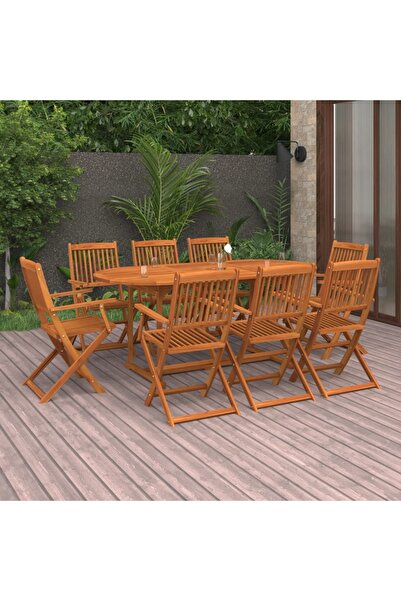 Concept Σετ τραπεζιού κήπου, 9 τεμάχια, από μασίφ ξύλο ακακίας