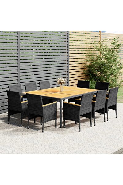 Concept Set mobilier de grădină, 11 piese, gri, poliratan