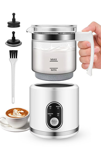 Generic 4 in 1 Electric Milk Frother - Removable Glass Jug, Hot/Cold Foam & C...
