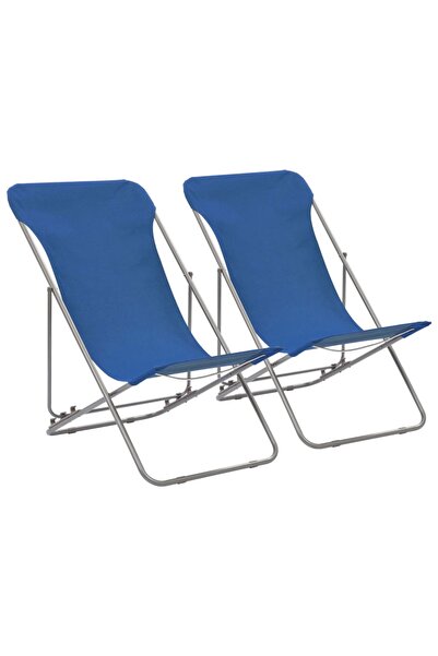 Concept Πτυσσόμενες Καρέκλες Παραλίας 2 Τεμαχίων, Ατσάλινο Μπλε & Ύφασμα Oxford