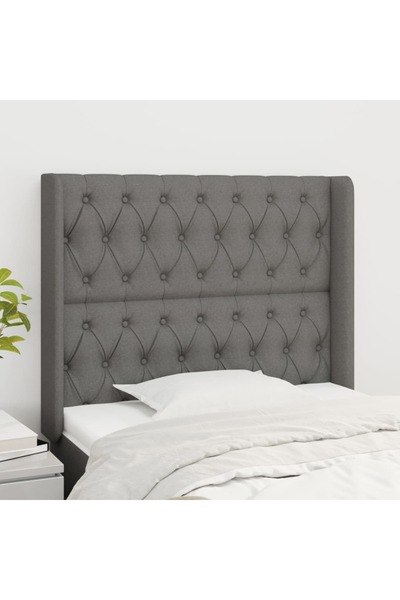 Concept Tăblie de pat cu aripioare gri închis 93x16x118/128 cm textil
