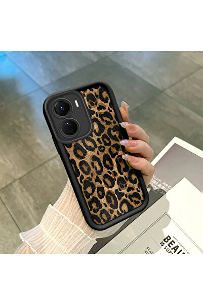 SLIMFELT Vivo Y16 Uyumlu Yüksek Kaliteli Kaplan Desenli Siyah Kılıf
