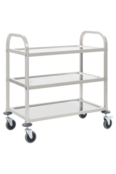 Concept Τροχήλατο τρόλεϊ κουζίνας 3 επιπέδων 95x45x83,5 cm από ανοξείδωτο ατσάλι