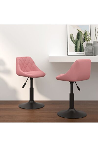 Concept Περιστρεφόμενες καρέκλες κουζίνας, 2 τεμ., ροζ, Βελούδο