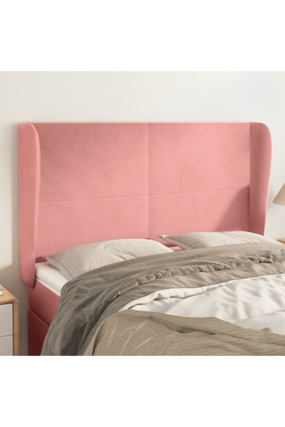 Concept Tăblie de pat cu aripioare, roz, 147x23x118/128 cm, catifea