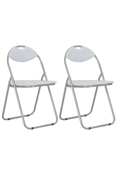 Concept Πτυσσόμενες καρέκλες κουζίνας, 2 τεμ., λευκές, οικολογικό Δερμάτινο