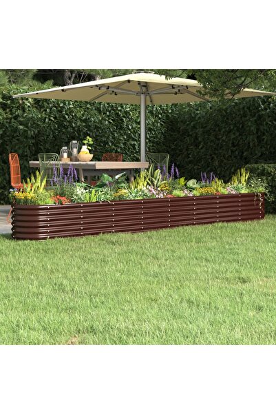 Concept Καφέ γλάστρα κήπου 332x40x36 cm, ηλεκτροστατικά βαμμένη, από ατσάλι