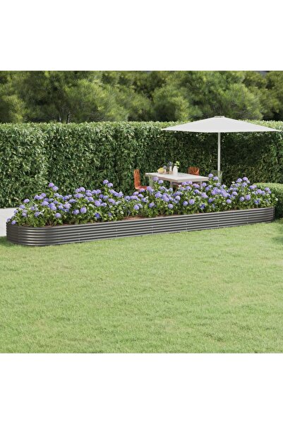 Concept Γκρι γλάστρα κήπου 600x140x36 cm ηλεκτροστατικά βαμμένη από χάλυβα