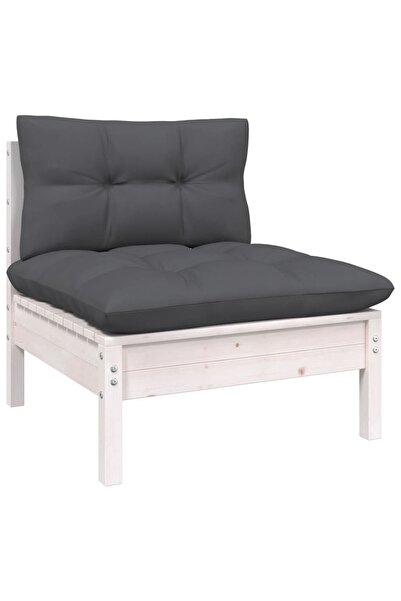 Concept Καναπές κήπου με μαξιλάρια, λευκό, μασίφ ξύλο πεύκου