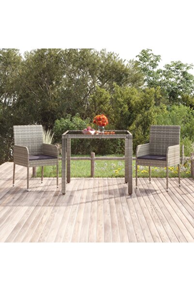 Concept Καρέκλες κήπου με μαξιλάρια, 2 τεμ., γκρι, πολυρατάν