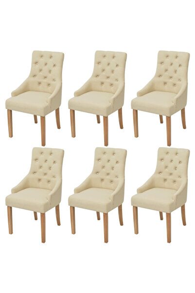 Concept Scaune de bucătărie, 6 buc., crem, material textil