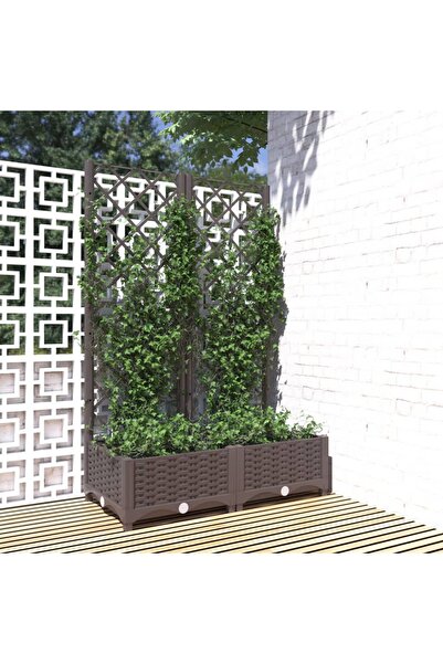 Concept Γλάστρα κήπου με πέργκολα καφέ, 80x40x121,5 cm, PP