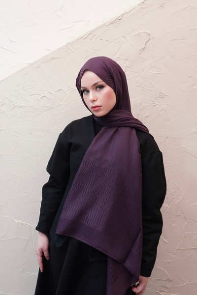 efdal şal eşarp Line Pattern Modal Jacquard Shawl