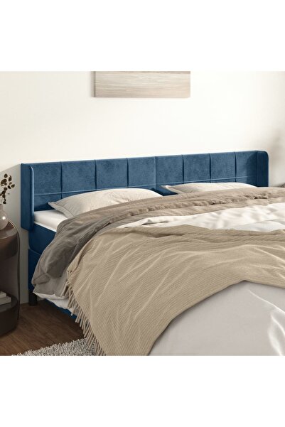 Concept Tăblie pat cu aripioare albastru închis 203x16x78/88 cm catifea