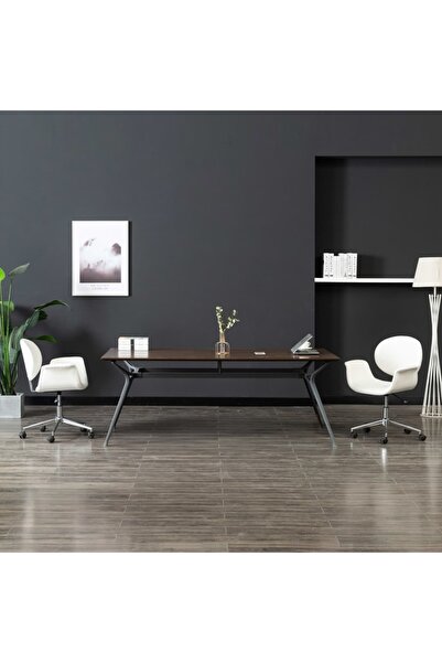 Concept Περιστρεφόμενες καρέκλες κουζίνας, 2 τεμ., λευκές, οικολογικό Δερμάτινο