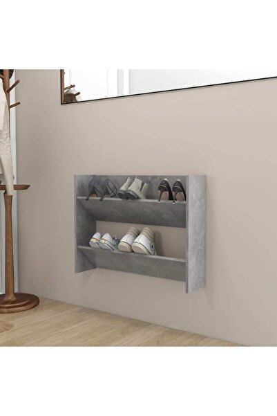 Concept Επιτοίχια παπουτσοθήκη, γκρι σκυροδέματος, 80x18x60 cm, μοριοσανίδα