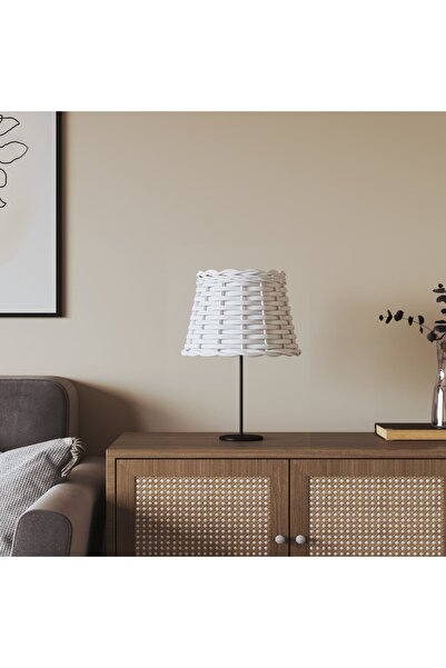 Concept Αμπαζούρ, λευκό, Ø20x15 cm, ψάθα