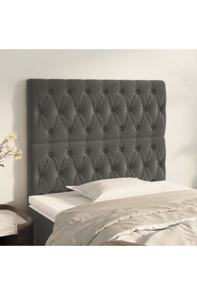 Concept Tăblii de pat, 2 buc, gri închis, 90x7x78/88 cm, catifea