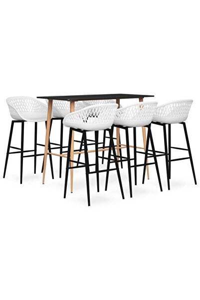 Concept Σετ επίπλων μπαρ, 7 τεμάχια, μαύρο και άσπρο