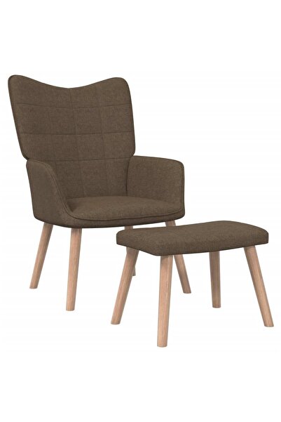 Concept Πολυθρόνα χαλάρωσης με σκαμπό, καφέ, υφασμάτινη