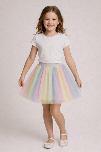 nacar çarşı Girl's Colorful Tulle Tutu Skirt with Elastic Waist, Comfortable ...