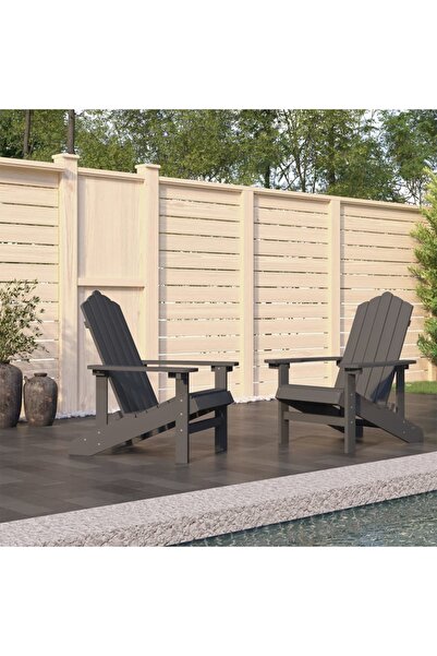 Concept Adirondack garden chairs, 2 pcs., anthracite, HDPE