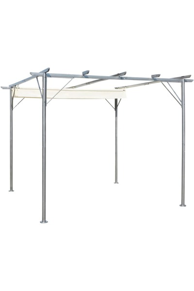 Concept Pergolă cu acoperiș retractabil, alb crem, 3 x 3 m, oțel