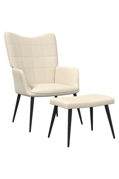 Concept Χαλαρωτική καρέκλα με σκαμπό, κρεμ, ύφασμα