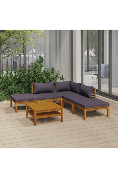 Concept Σετ επίπλων κήπου με μαξιλάρια, 6 τεμάχια, από μασίφ ξύλο ακακίας