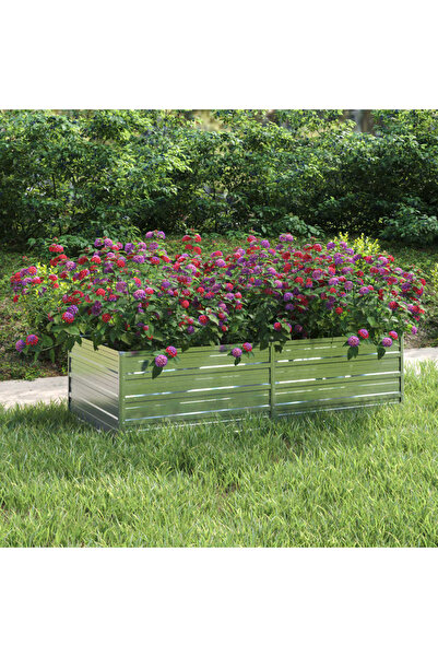 Concept Strat înălțat de grădină argintiu 160x80x45 cm oțel galvanizat