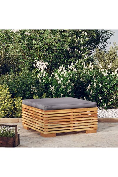 Concept Μαξιλάρια υποποδίων κήπου από σκούρο γκρι μασίφ ξύλο τικ