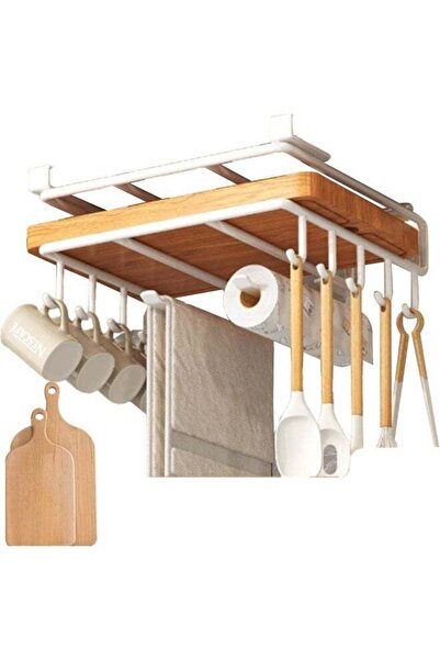 Arabest Mug Hooks Under Cabinet, Kitchen Paper Towels Holder, Cutting Board H...