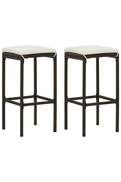 Concept Σκαμπό μπαρ με μαξιλάρια, 2 τεμ., καφέ, πολυρατάν