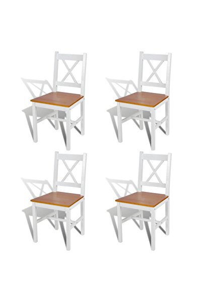 Concept Καρέκλες κουζίνας, 4 τεμ., λευκές, από ξύλο πεύκου