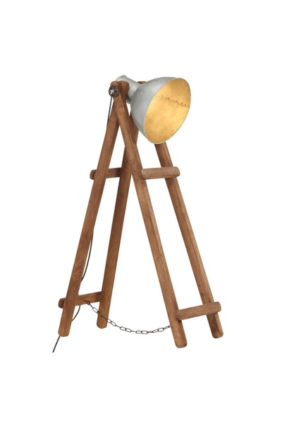 Concept Επιδαπέδιο φωτιστικό, ασημί, μασίφ ξύλο μάνγκο, E27