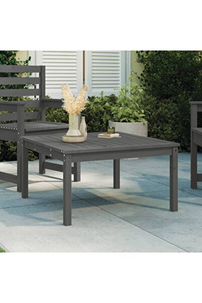 Concept Τραπέζι κήπου, γκρι, 82,5x82,5x45 εκ., μασίφ ξύλο πεύκου