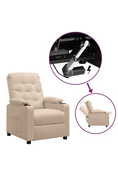 Concept Ανακλινόμενη πολυθρόνα με ανυψωτικό, κρεμ, υφασμάτινο υλικό
