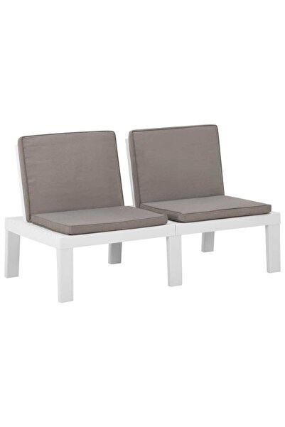 Concept Bancă de grădină cu pernă, alb, plastic