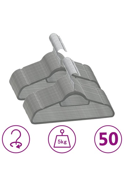 Concept Set de umerașe anti-alunecare, 50 buc., gri, catifea