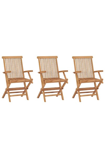 Concept Πτυσσόμενες καρέκλες κήπου, 3 τεμ., από μασίφ ξύλο τικ