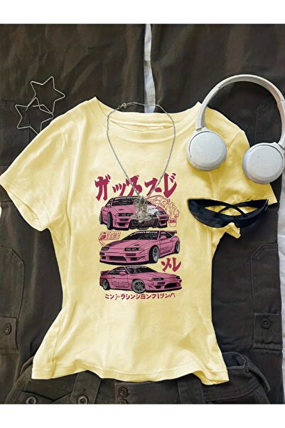 Toum Belt Boy Tokyo Drift Retro Japanese Cropped Bluz