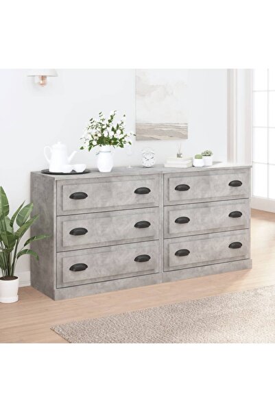 Concept Μπουφέδες, 2 τεμάχια, γκρι σκυροδέματος, επεξεργασμένο ξύλο