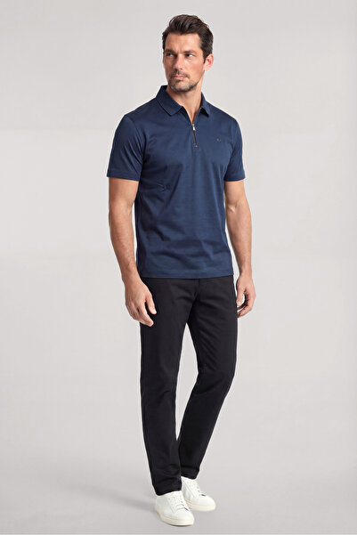 PAUL&SHARK Men's Regular Fit Logo Detailed Cotton Short Sleeve Navy Blue Polo...